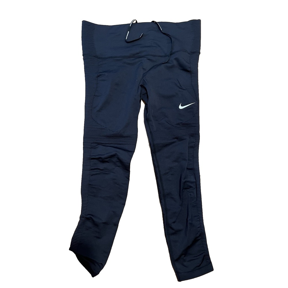 Nike Dri-FIT Women’s Running Leggings Pants Black XL Drawstring Waist Mesh Back